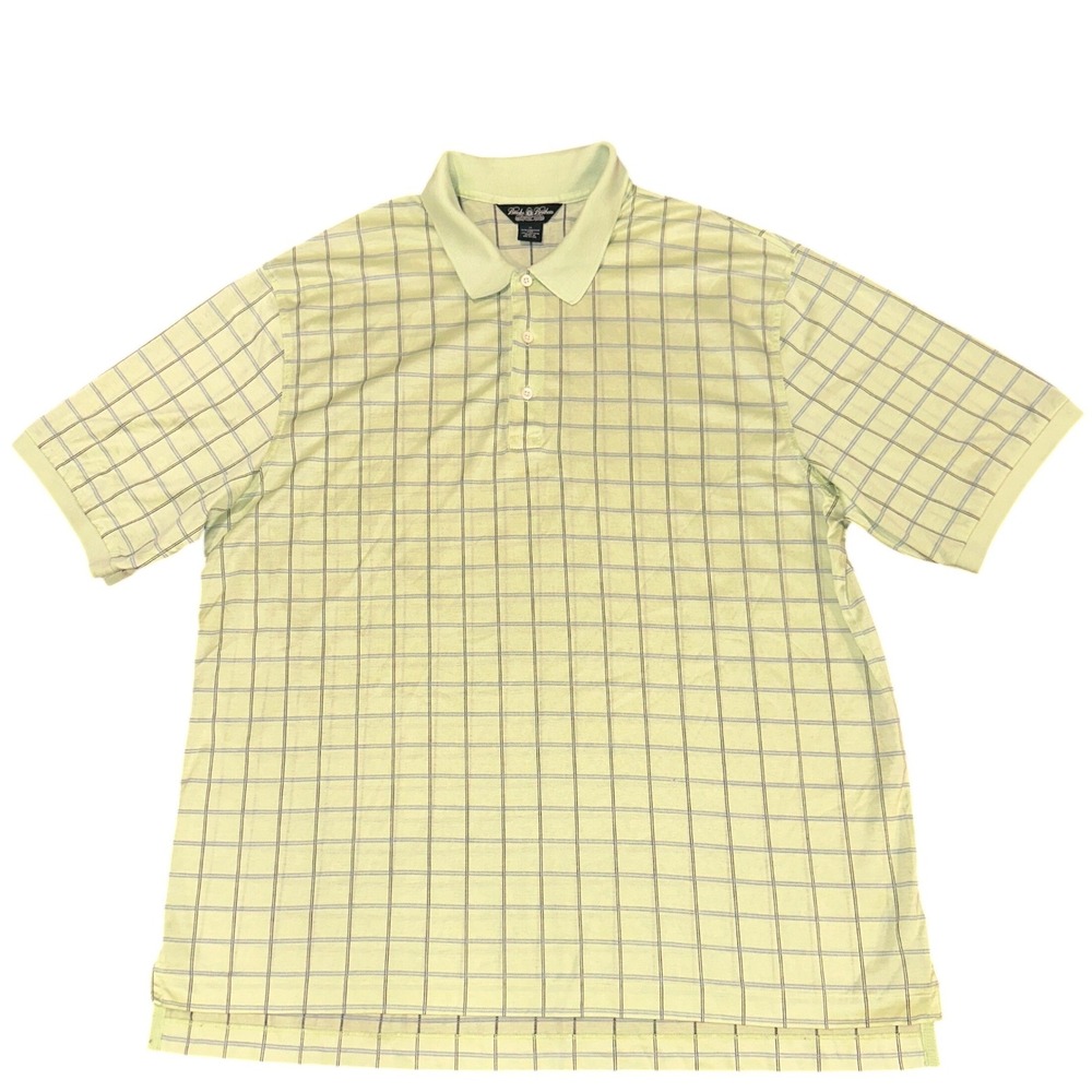 Brooks Brothers Country Club Mens XL Polo Shirt Green Plaid Performance Cotton